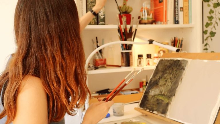 artist oil painting on paper